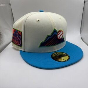 New Era 59FIFTY Colorado Rockies 25th Anniversary Fitted Hat 7 Off White Blue